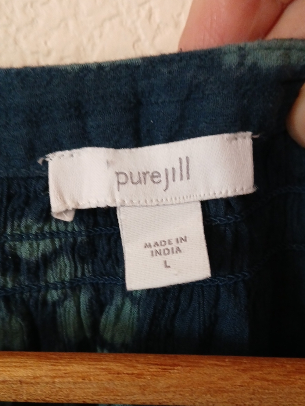 J. Jill Pure Jill Blue Cotton Tie Dye Short Sleeve Shirt - Picture 2 of 5